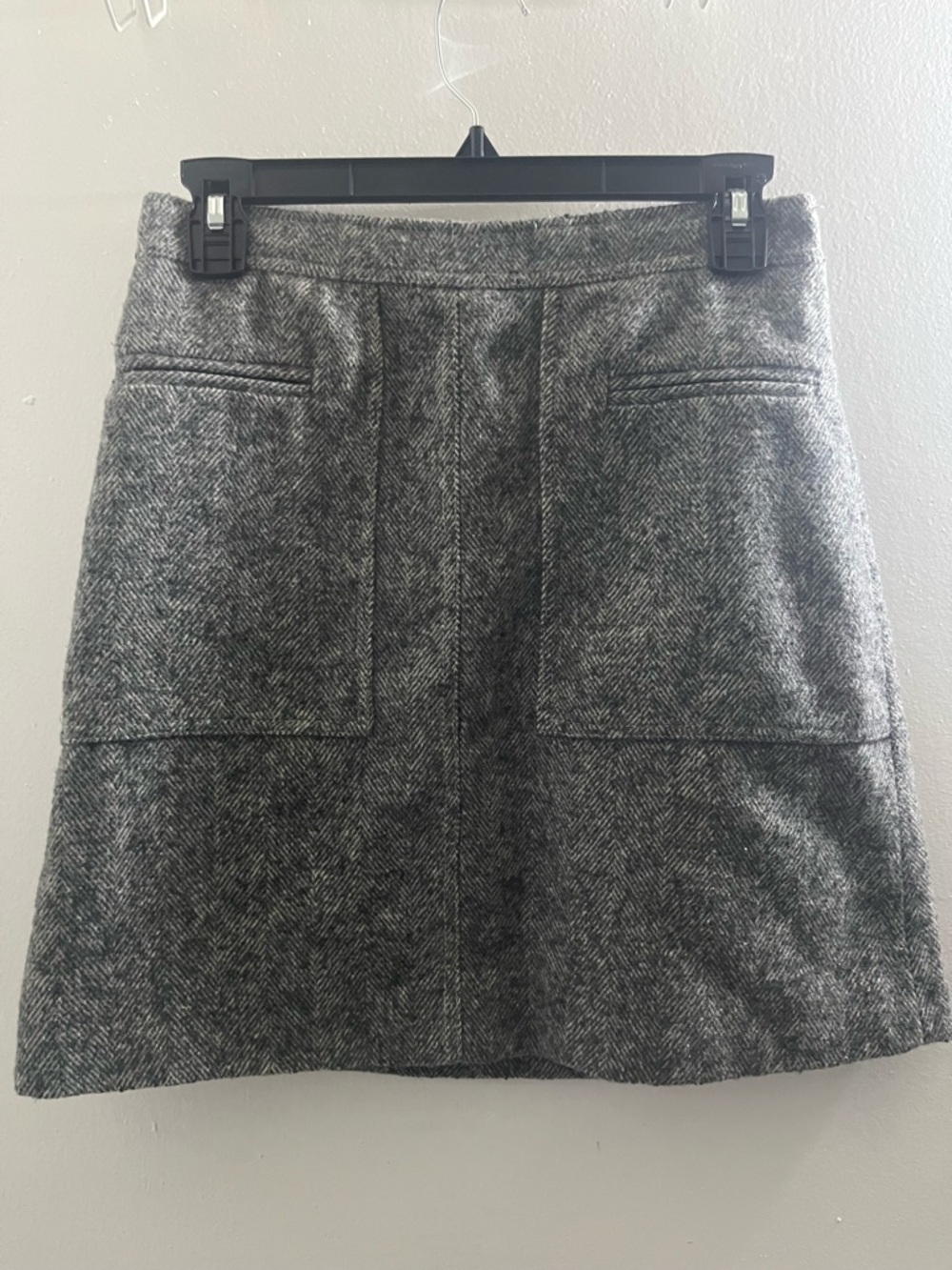 Jigsaw Gray Herringbone Mini Skirt with Patch Pockets